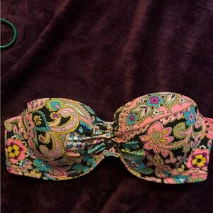 Floral Paisley Ruched Women's Bandeau Bikini Top